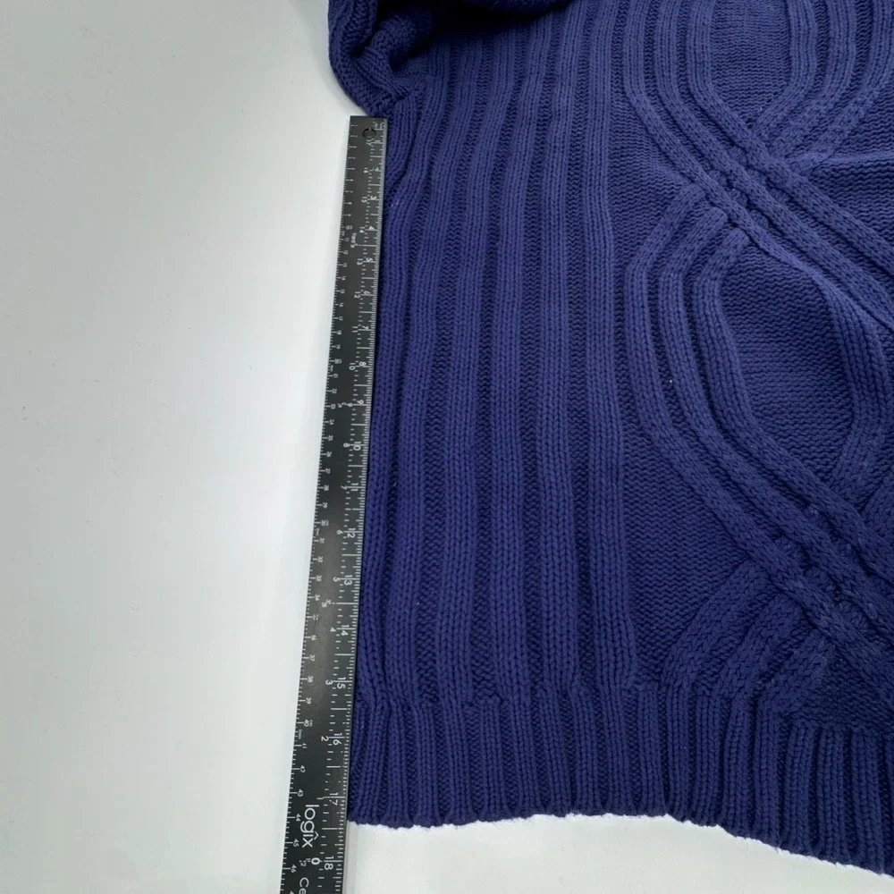Harley-Davidson Mens XXL Navy Cable Knit‎ Cotton Crew Neck Sweater Logo Patch